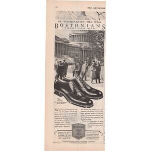 Bostonian Shoes Magazine Advertisement 1929 Vintage Washington DC Mens Fashion